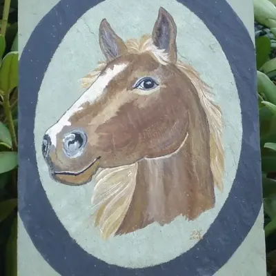 Peinture sur ardoise cheval 1