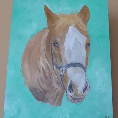 Peinture sur ardoise cheval portrait