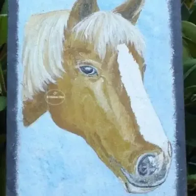 Peinture sur ardoise cheval