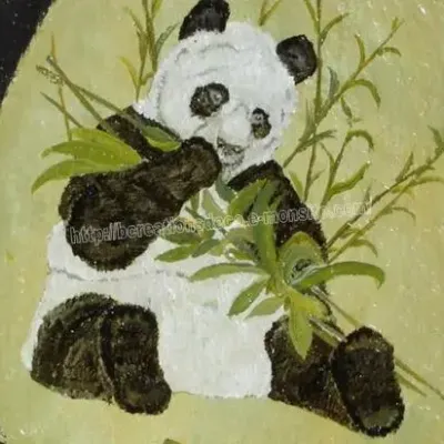Peinture sur ardoise panda detail