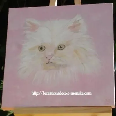 Peinture sur toile chat blanc